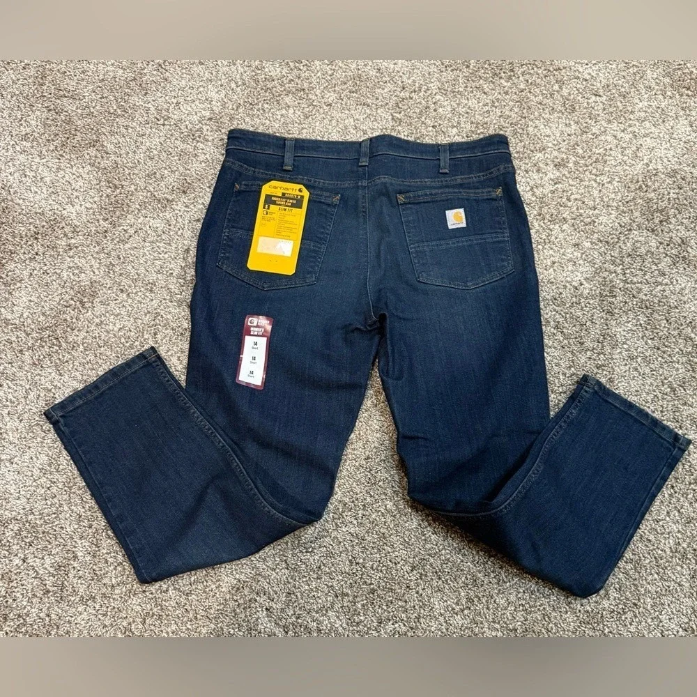 CARHARTT Women's Dark Blue Slim Fit Tapered Jeans 14S Rugged‎ Flex
